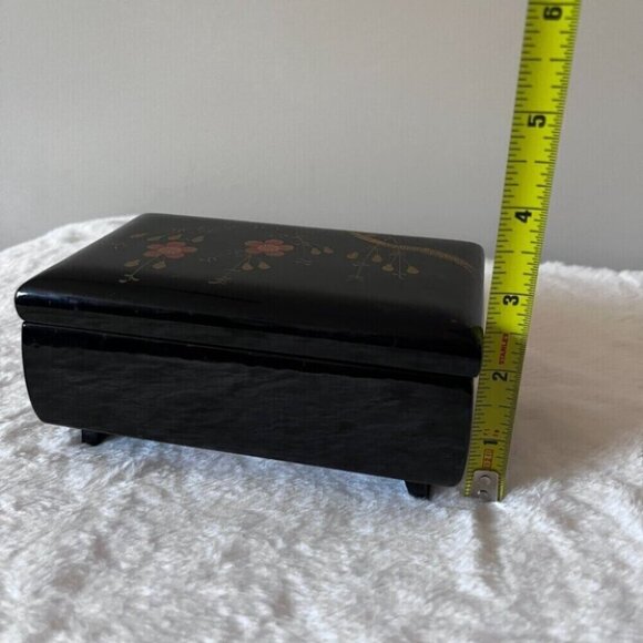 Vintage Black Music Jewelry Box Sone Ware Orgel Tokyo Japan Floral - Picture 8 of 8